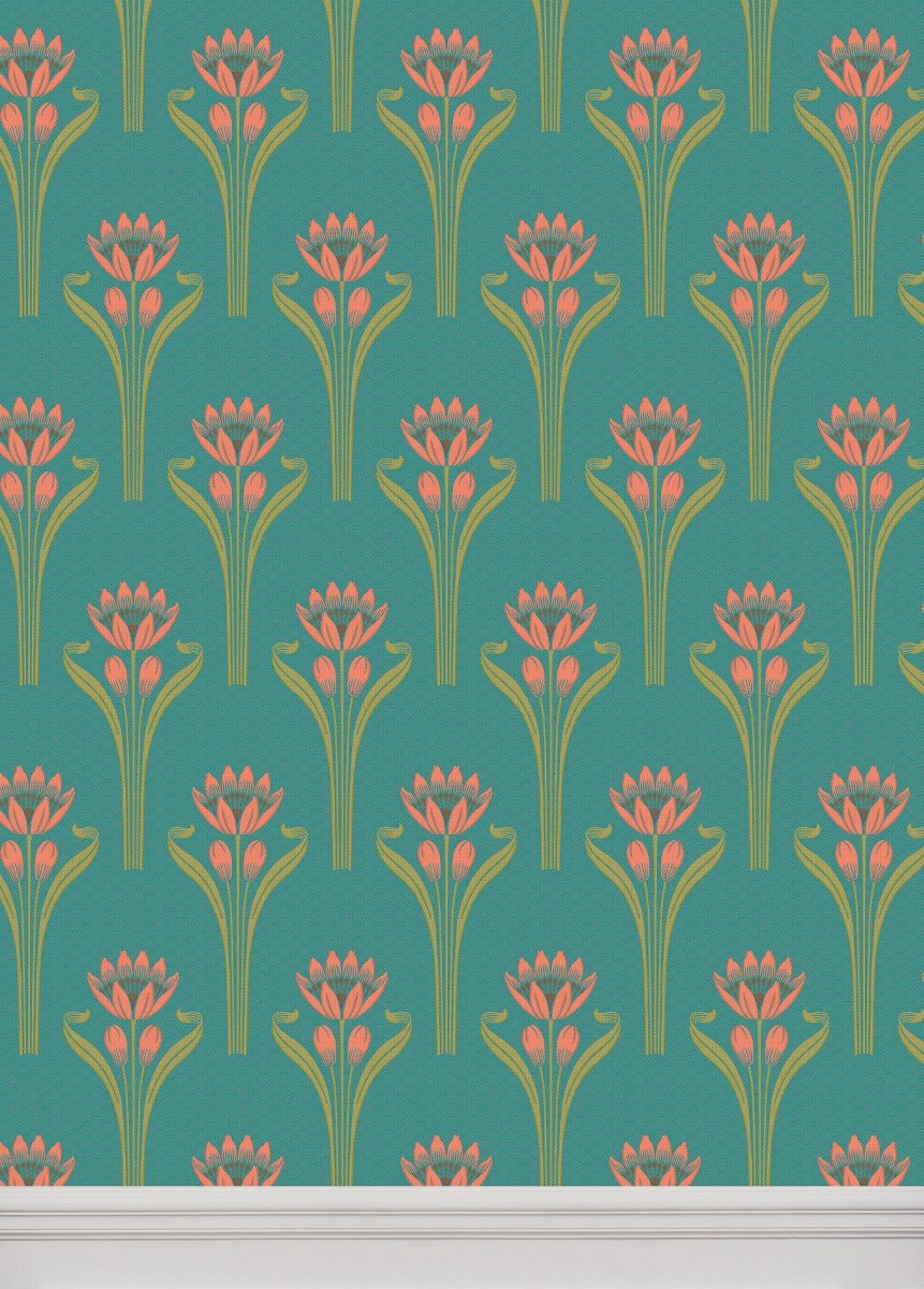 Tapete Tulipes - Aqua
