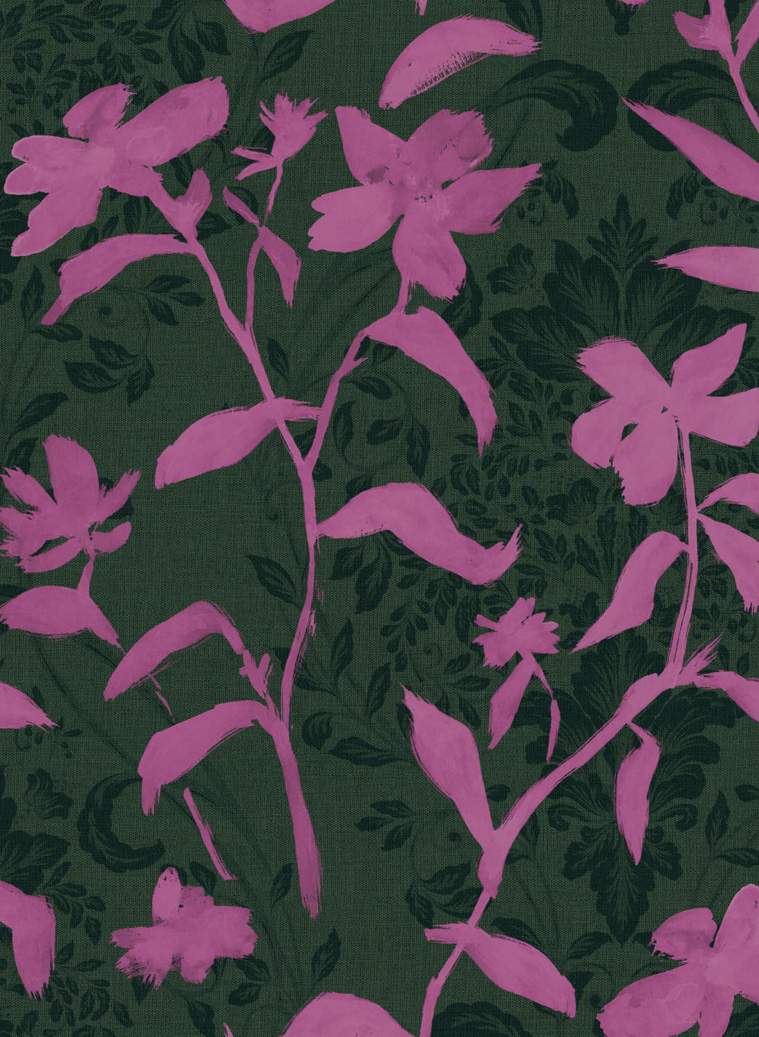 Tapete Blooming Damask - Fuchsia