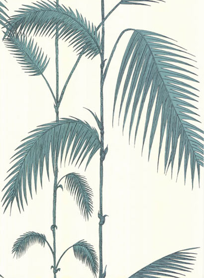 Tapete Palm Leaves - Offwhite/ Türkis