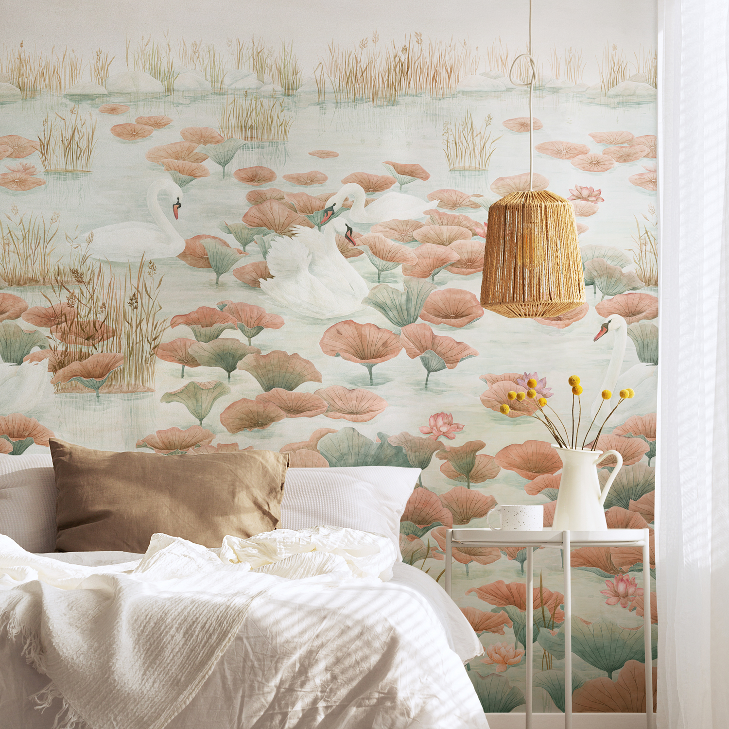 Wandbild Classic Swan Lake - Terracotta