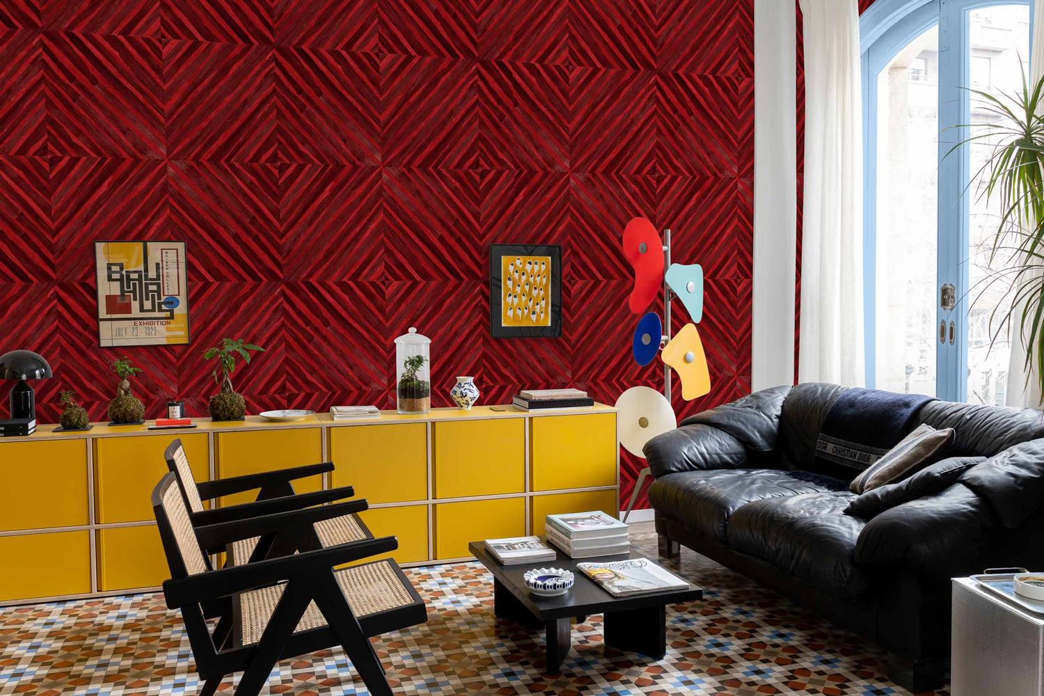 Tapete Kaleido Bamboo - Scarlet