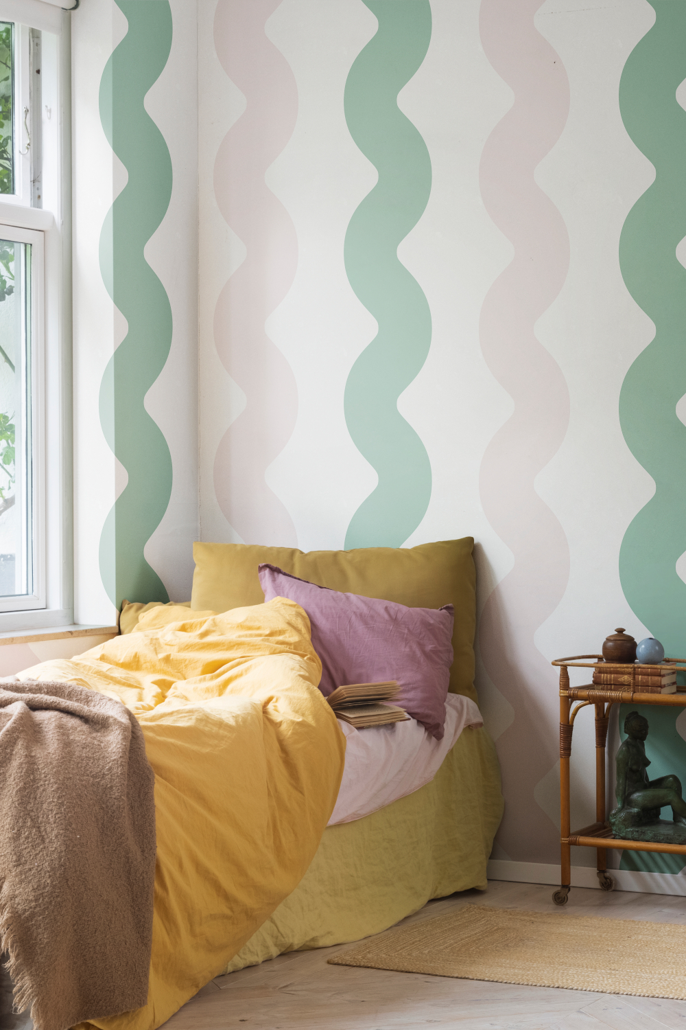 Wandbild Wobbly - Green/ Pink