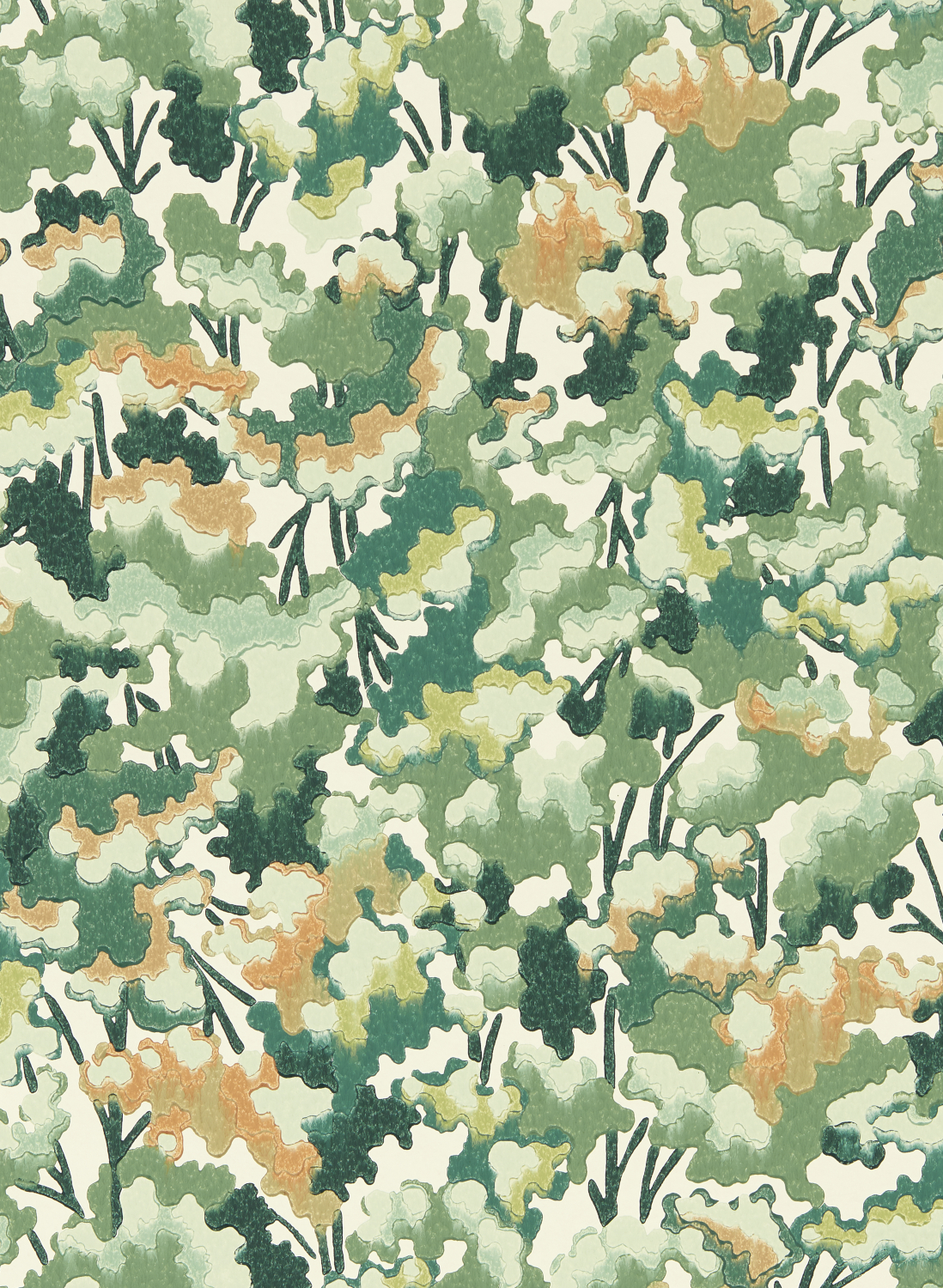 Tapete Tree Tops - Forest/ Clay/ Evergreen