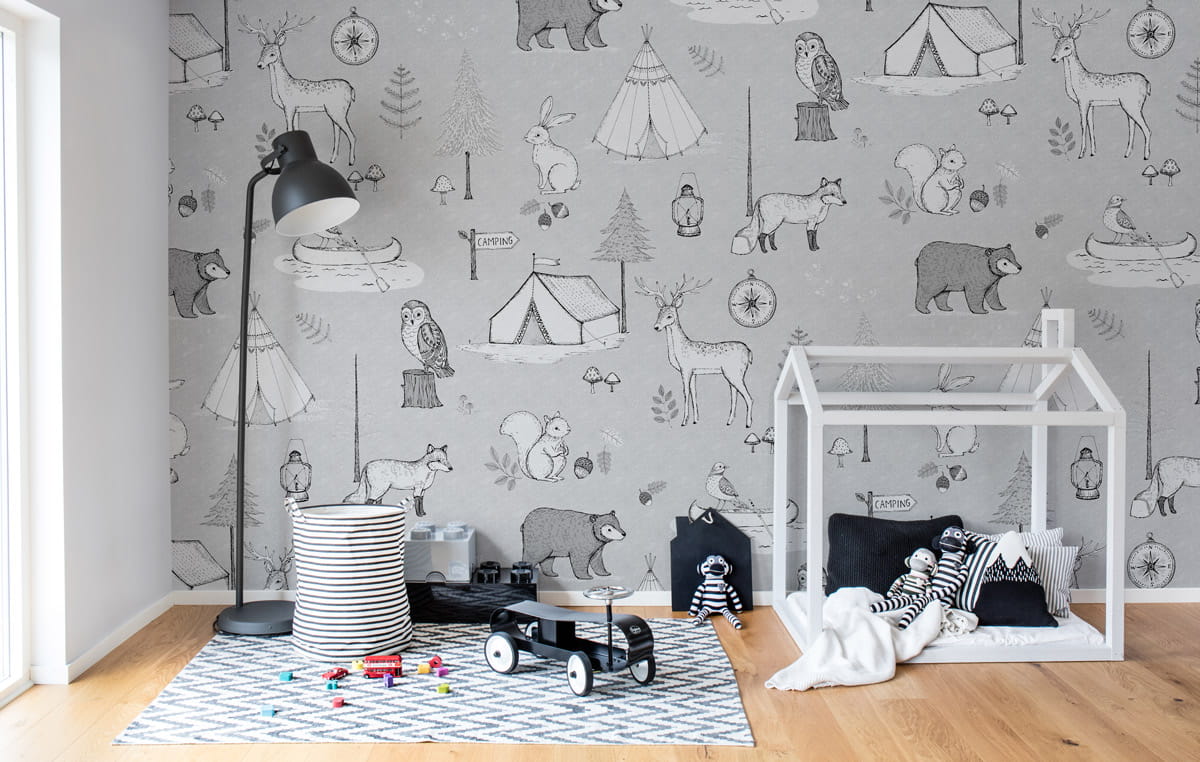 Wandbild Camping Trip - Grey