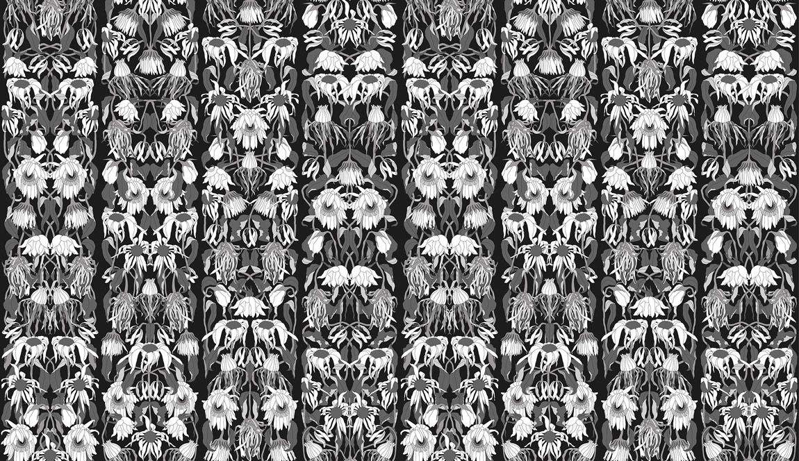 Tapete JOB-06 Withered Flowers Black - JOB-06