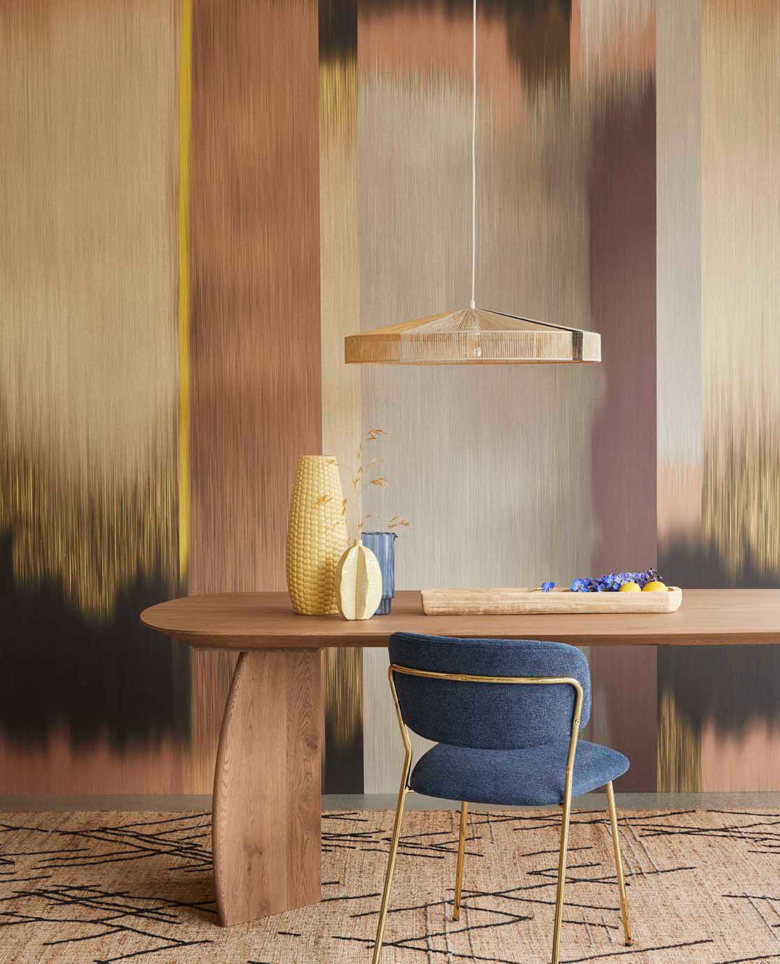 Wandbild Ikat Art - Natural Yellow