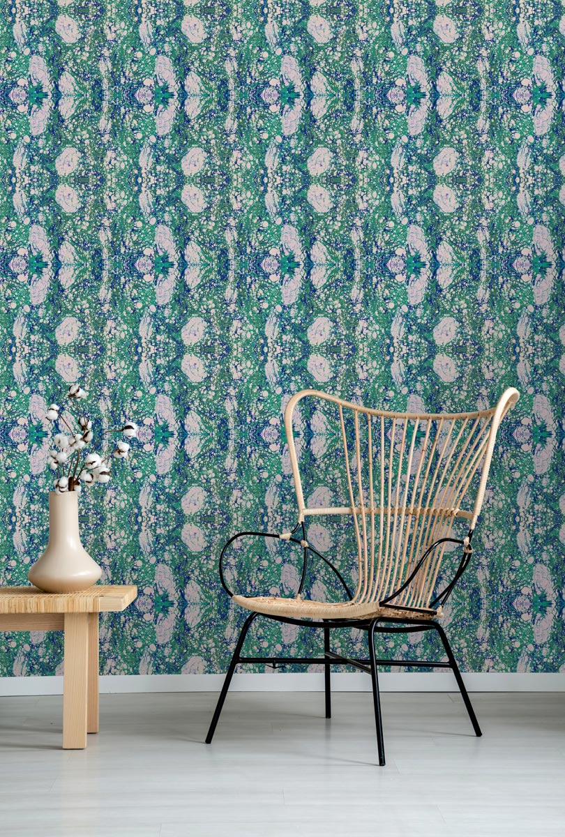 Tapete Marbled Paper - Blue/ Green
