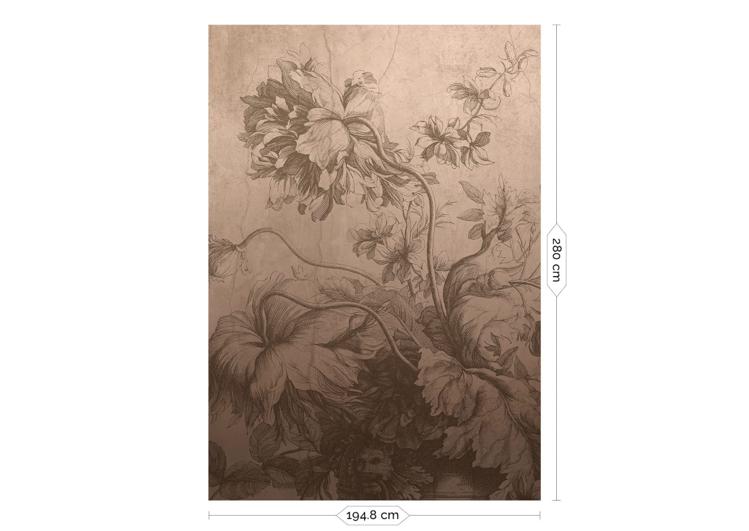 Wandbild Gradient Flowers Uyterlinde - Nude 195 cm