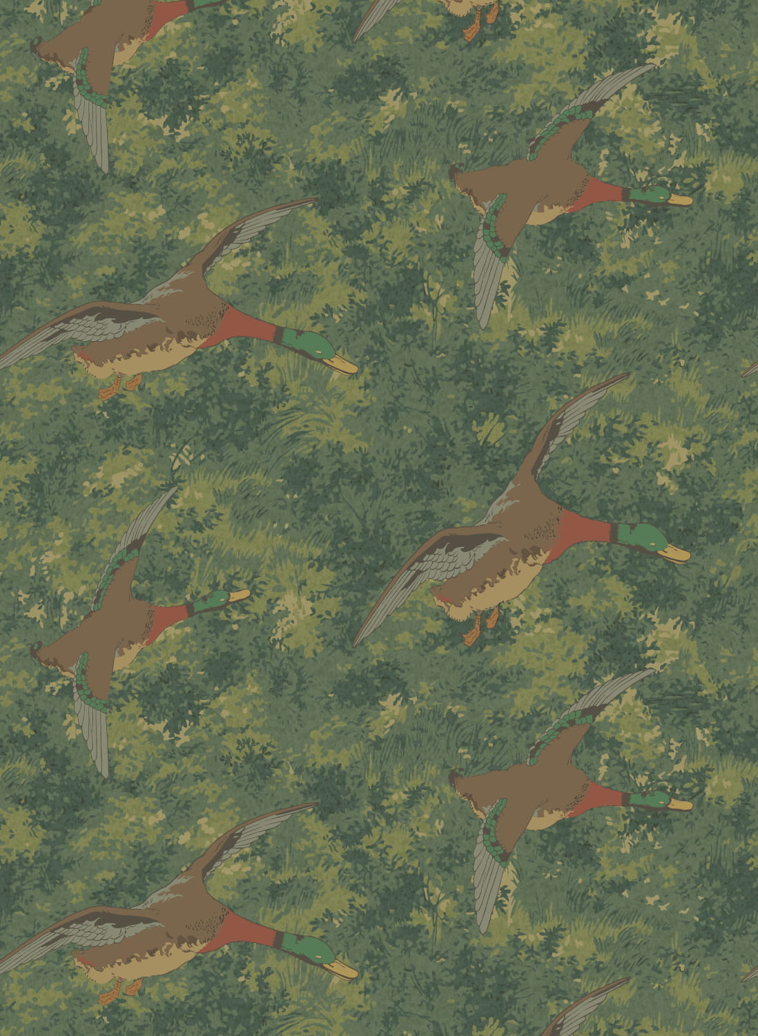 Tapete Forest Ducks - Emerald