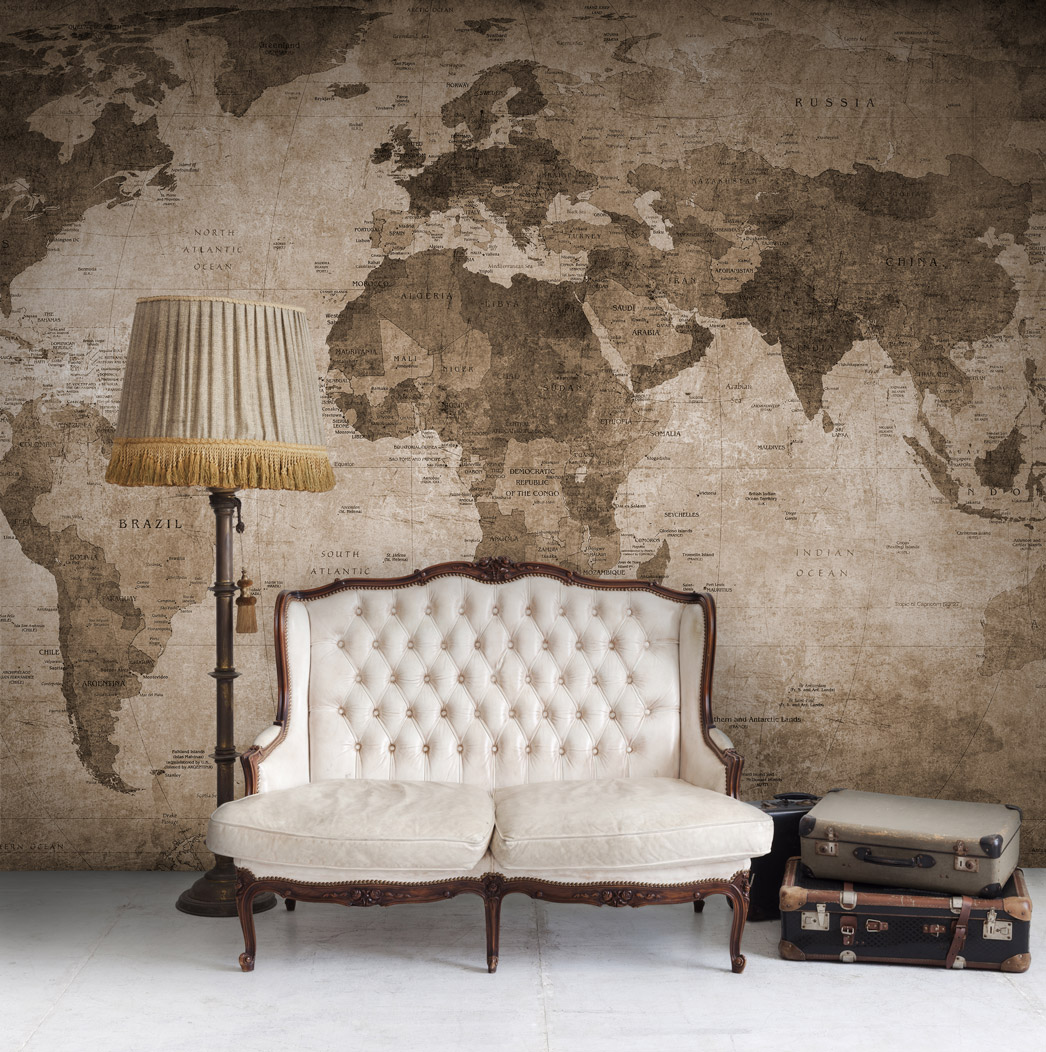 Wandbild World Map - Brown