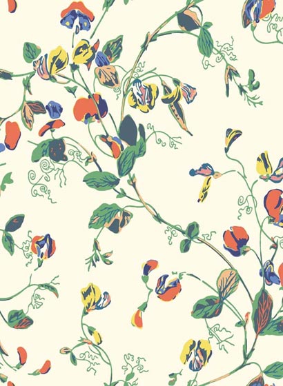 Tapete Sweet Pea - Red, Blue & Cream