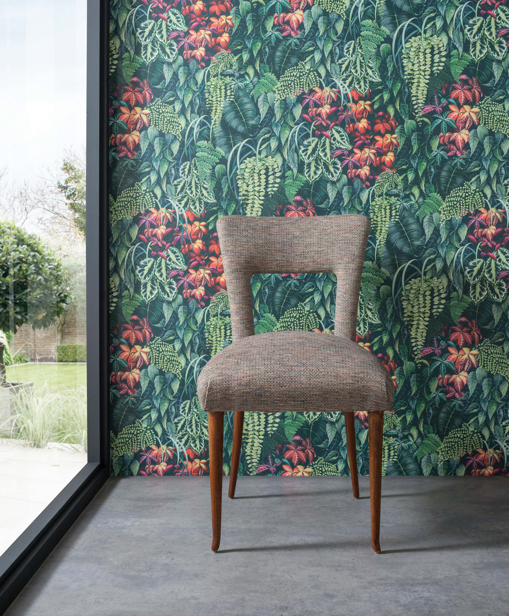 Tapete Green Wall - Emerald Green / Red
