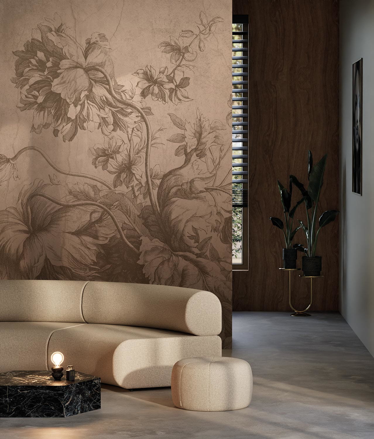 Wandbild Gradient Flowers Uyterlinde - Nude 195 cm