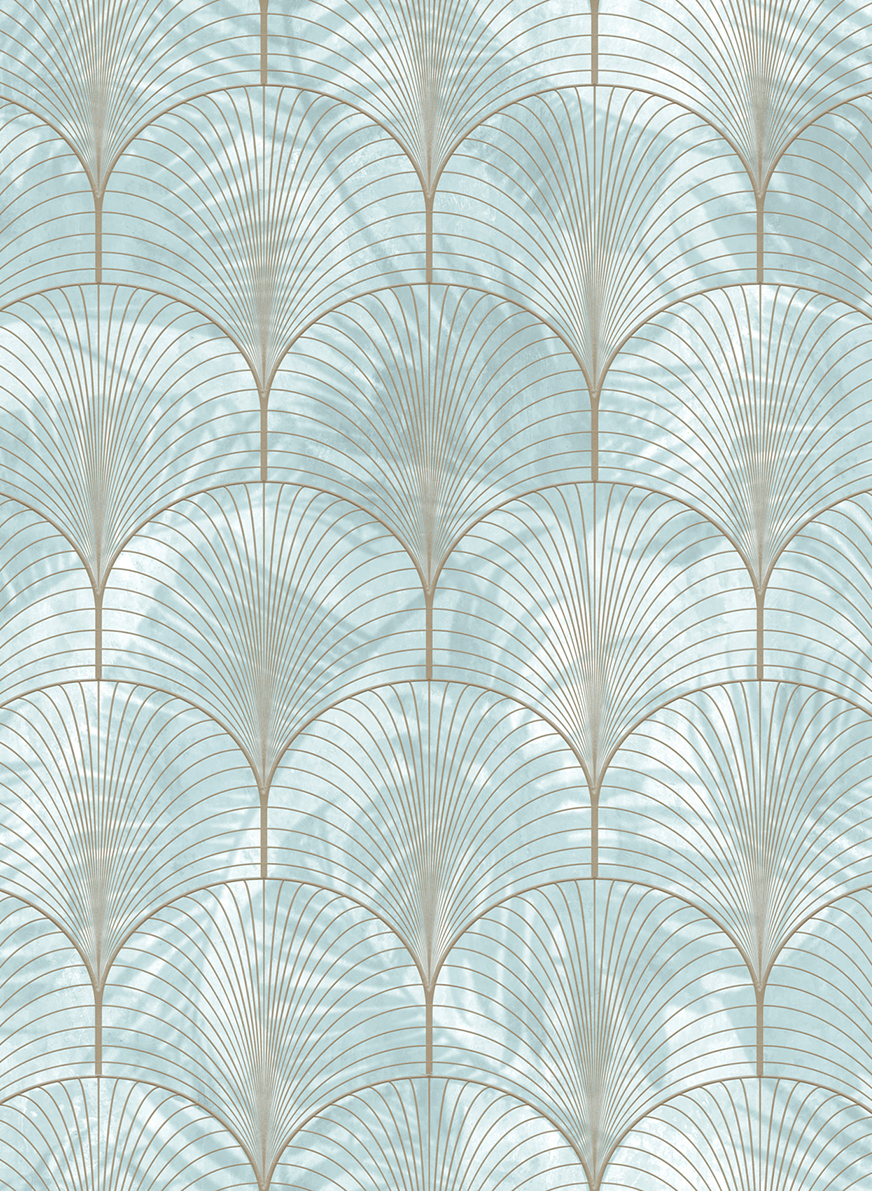 Tapete Art Deco Palms - Silver