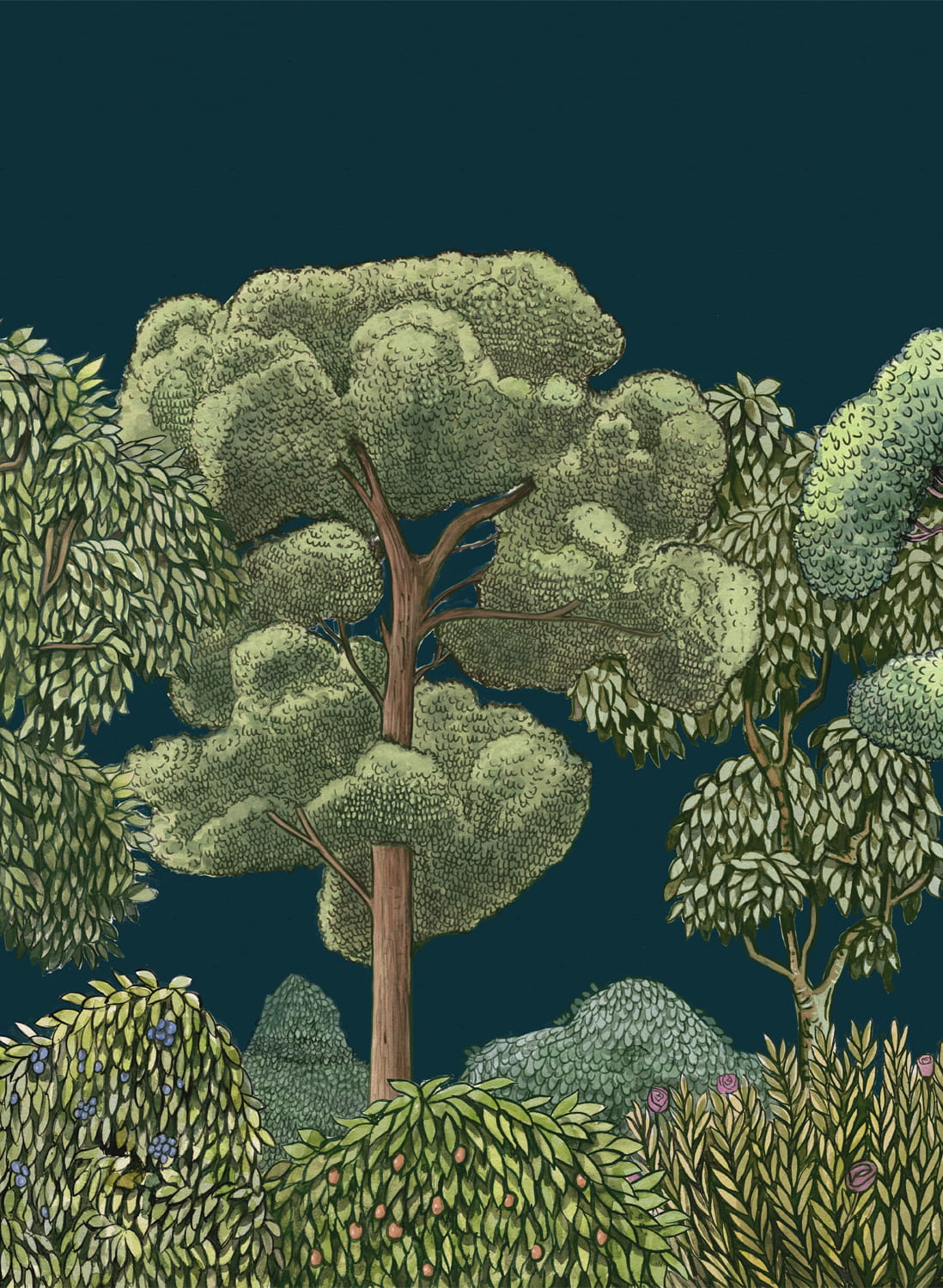 Wandbild Green Forest - Midnight