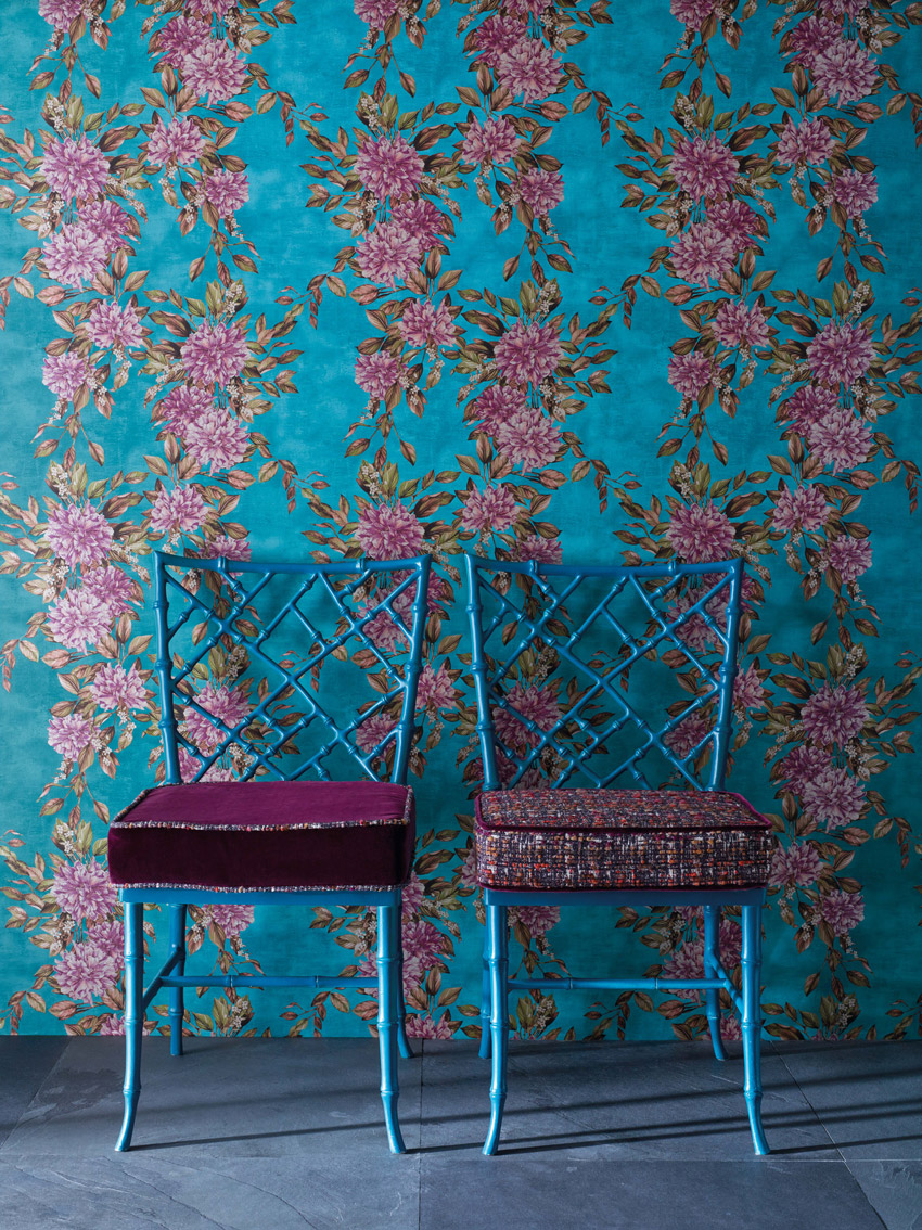 Tapete Rhodora - Plum/ Sepia/ Teal