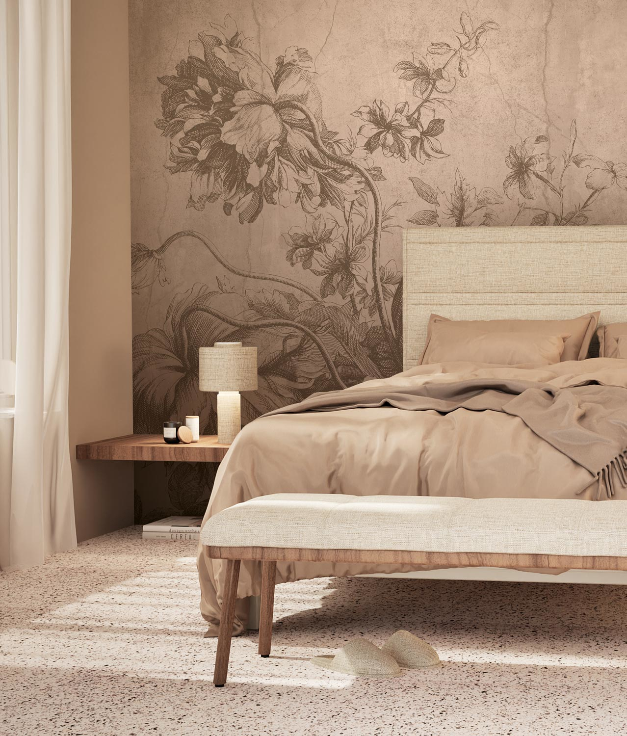 Wandbild Gradient Flowers Uyterlinde - Nude 195 cm