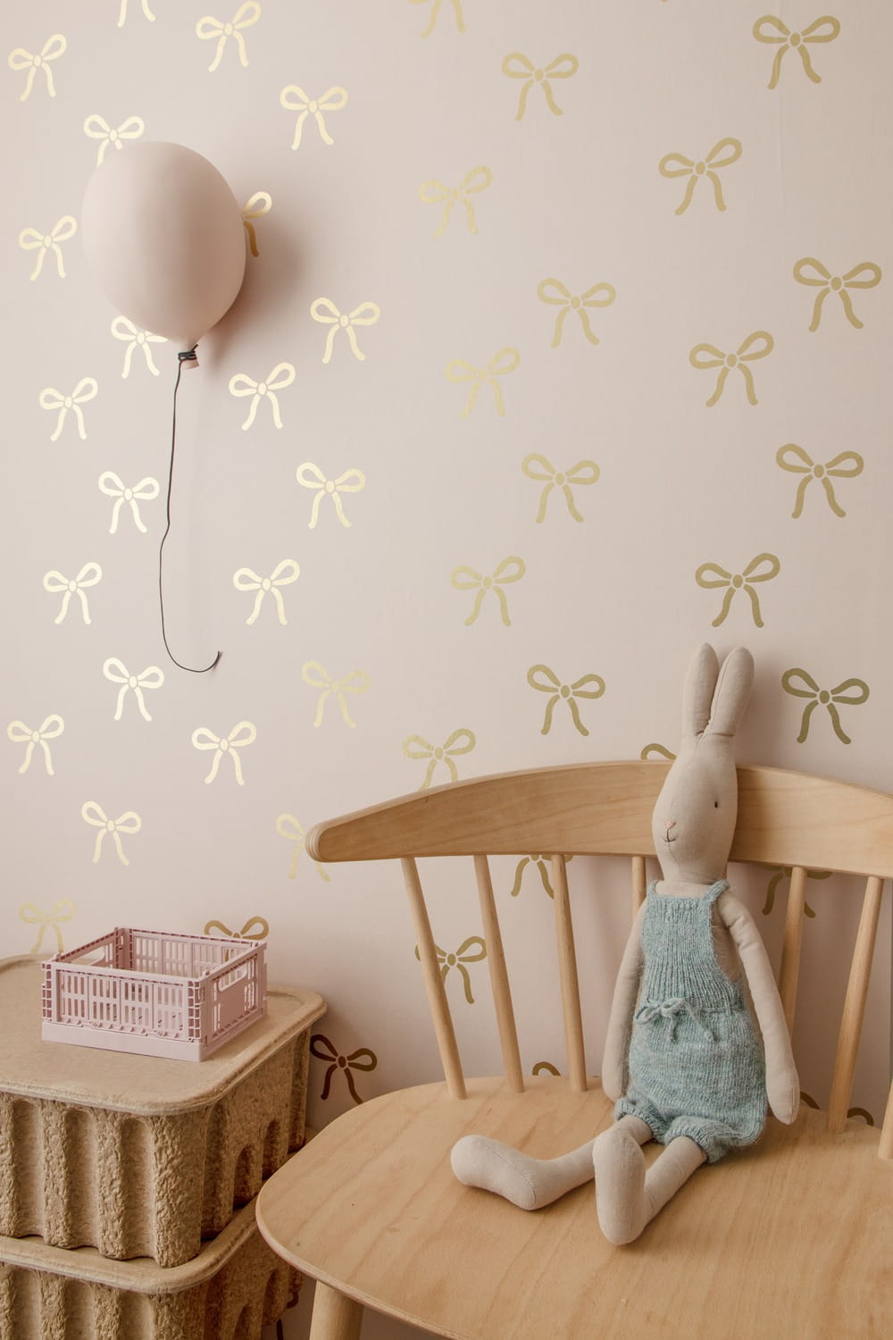 Tapete Bows/ Strikjes - Powder Pink & Matte Gold