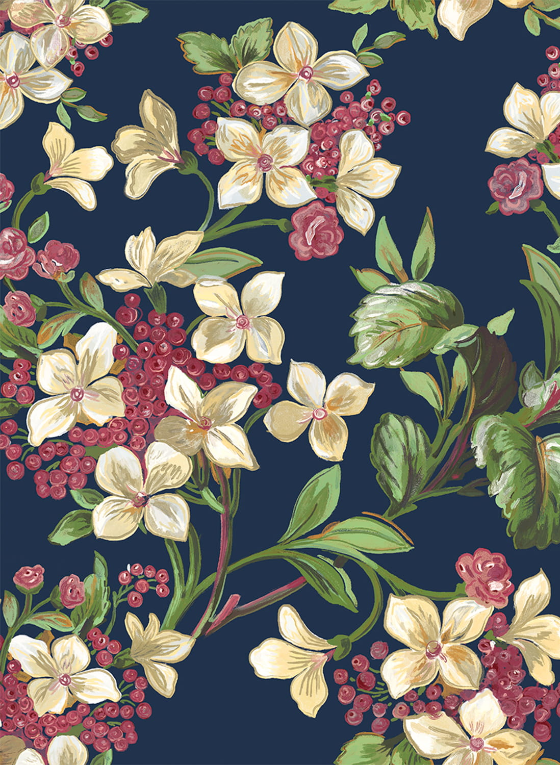 Tapete Flowery - Navy