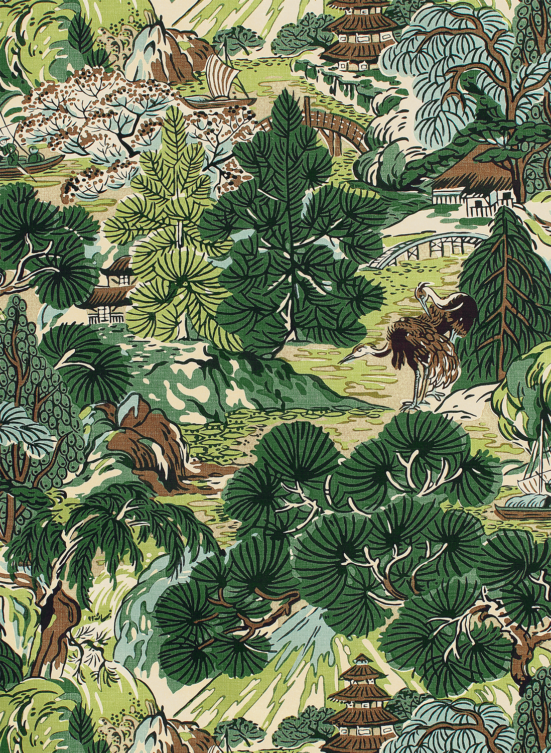 Tapete Pagoda Trees - Brown and Green