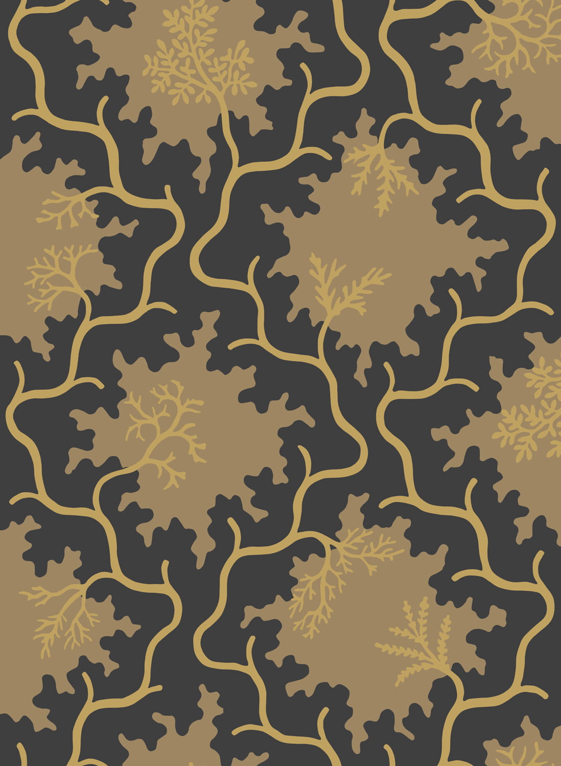 Tapete Moss Trellis - Black and Gold