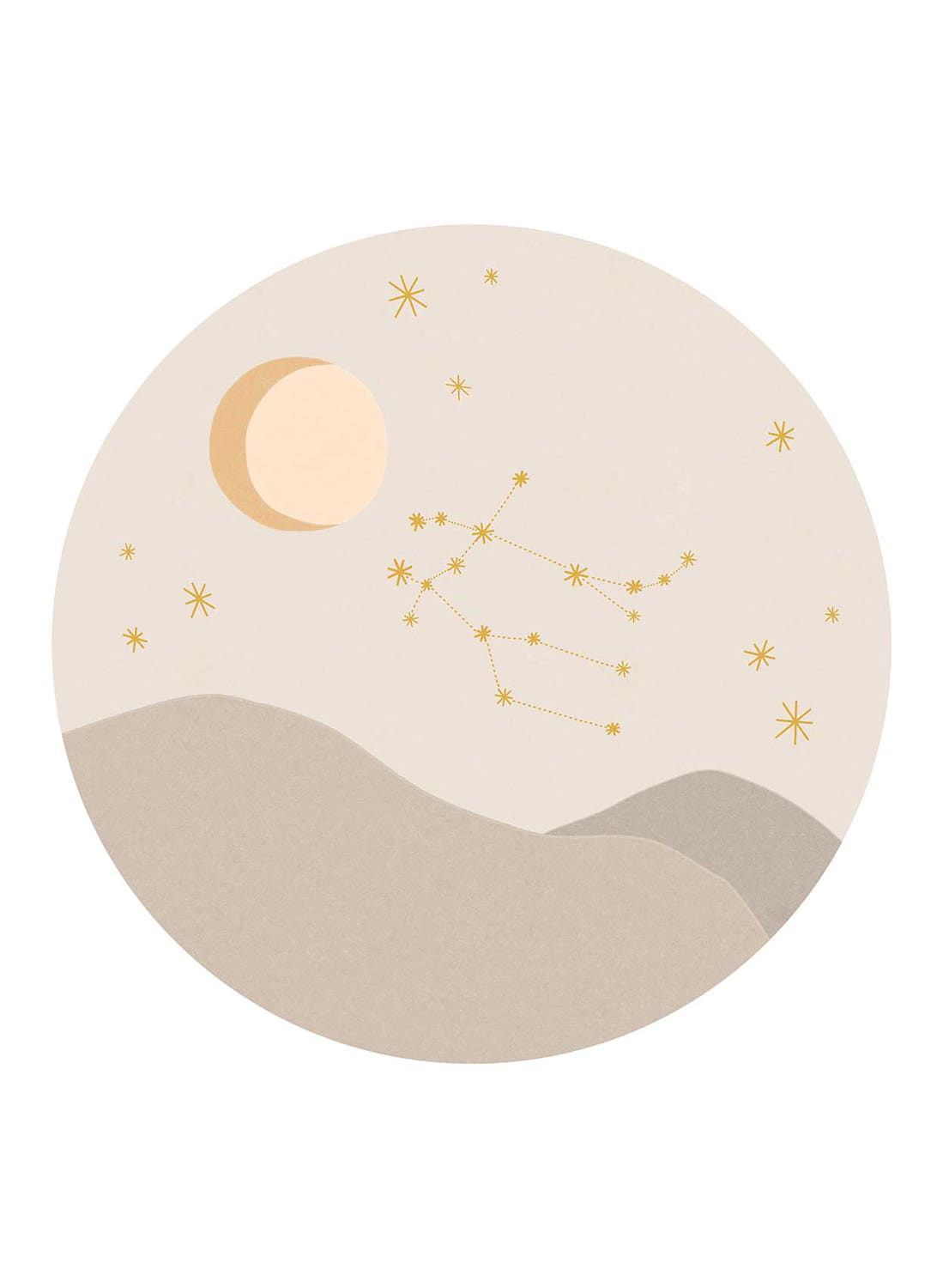 Wandbild Star Sign Circles Beige - Gemini