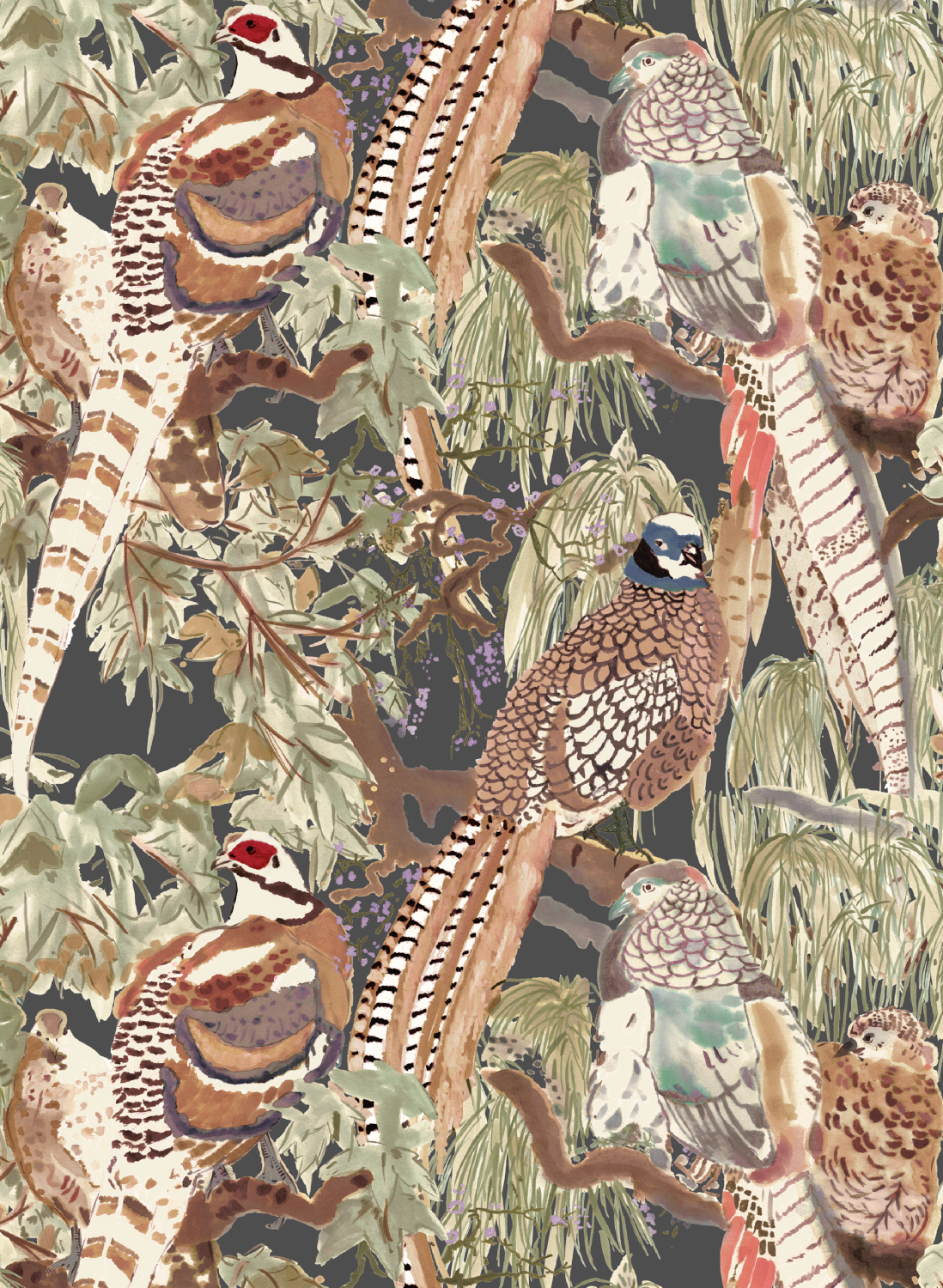 Tapete Game Birds - Charcoal