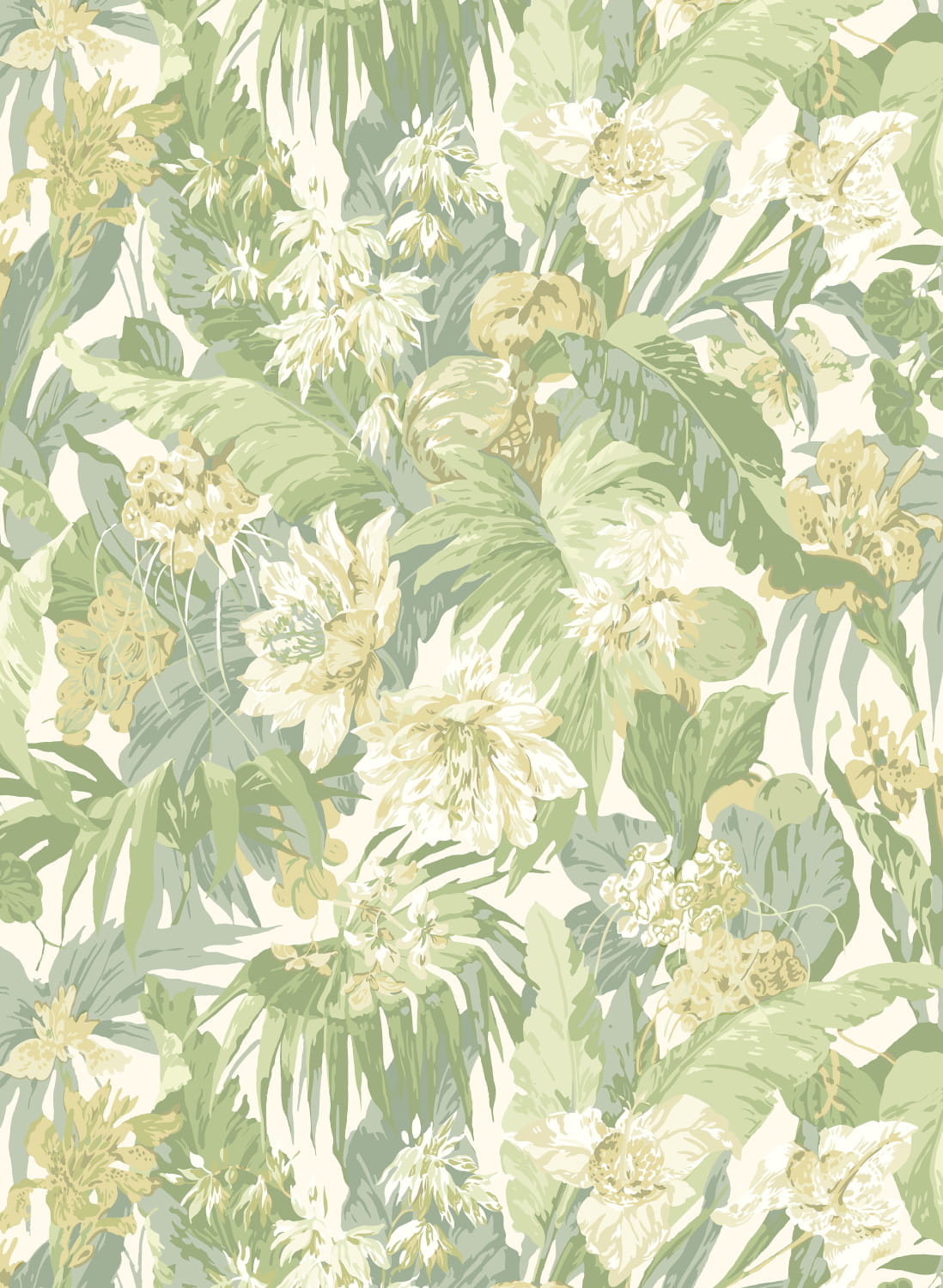 Tapete Tropical Floral - Soft Green