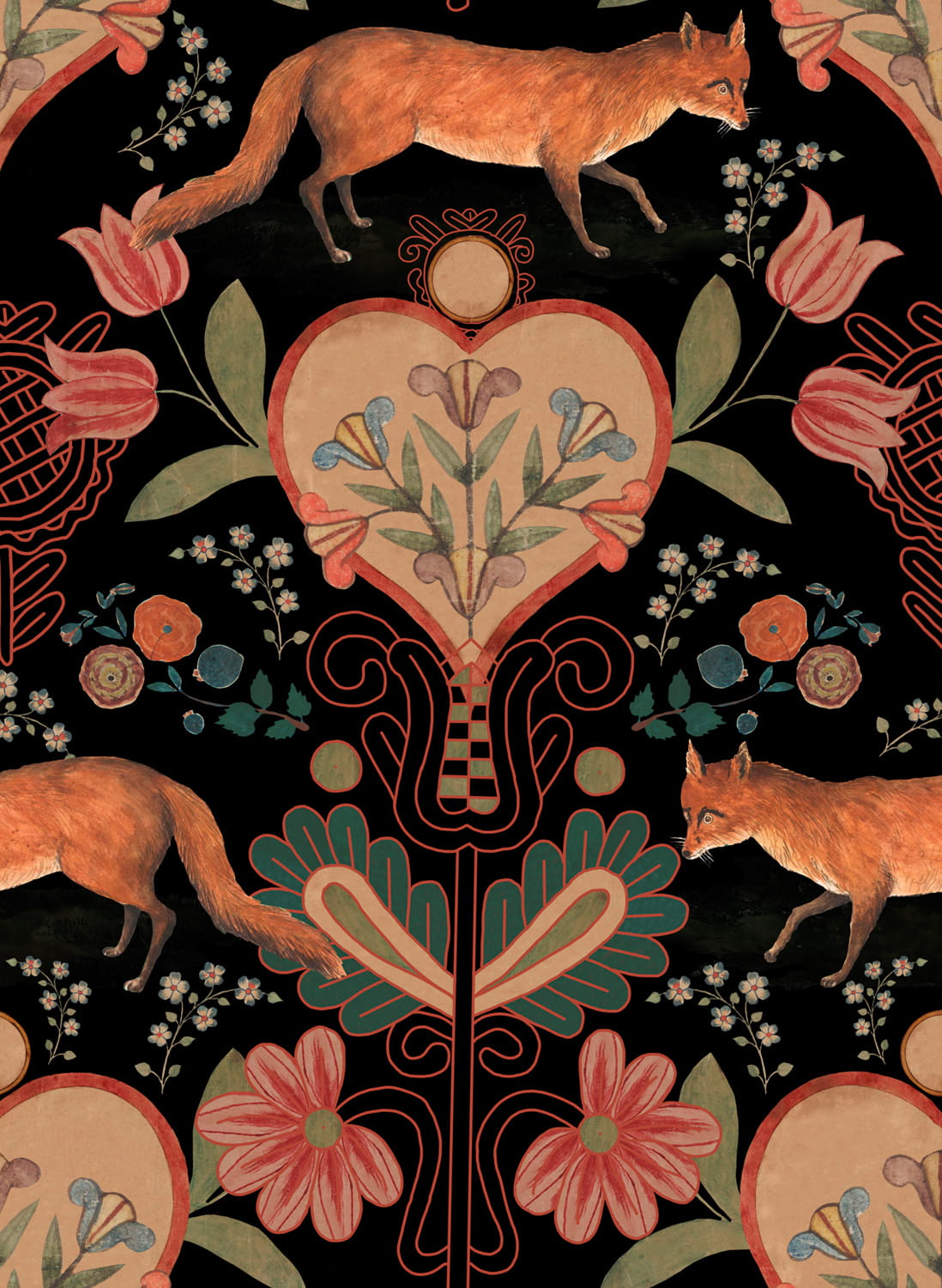 Tapete The Vixen - Black/ Red/ Orange/ Green