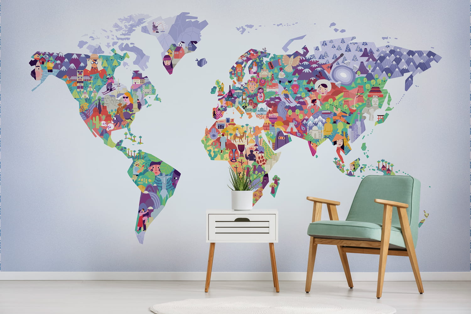 Wandbild Diversity Map - Lilac