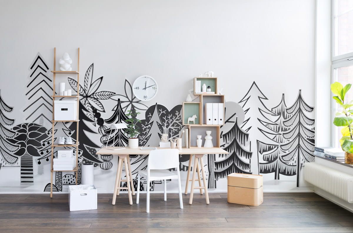 Wandbild Nordic Valley - Black/ White