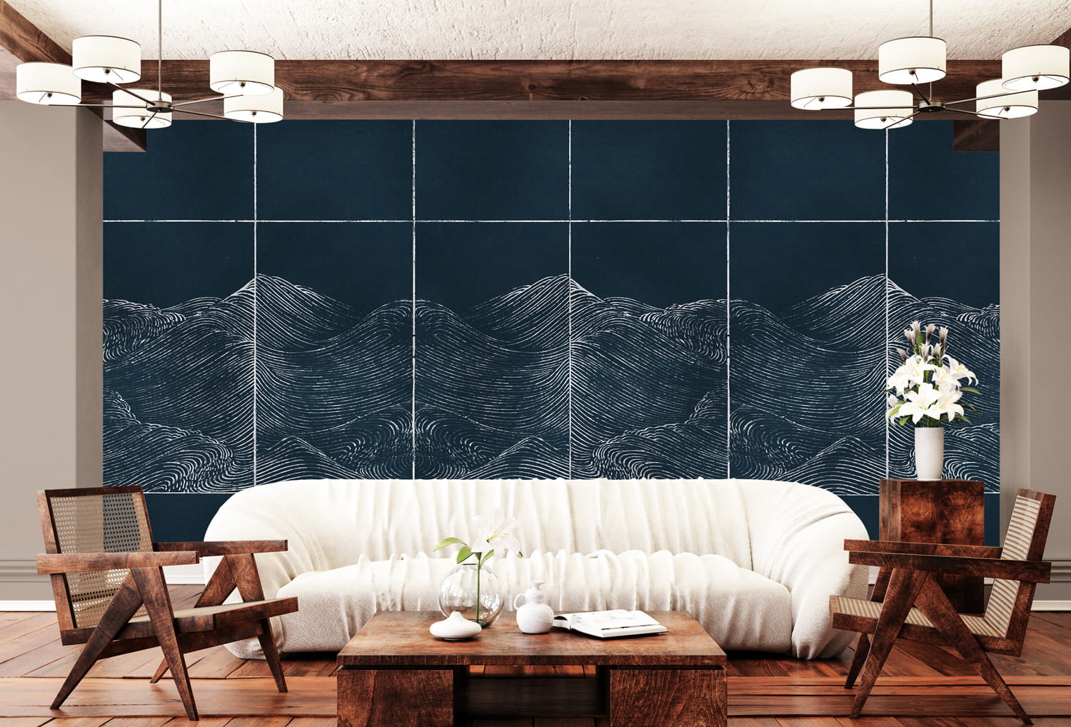 Wandbild Waves Metallics - Silver