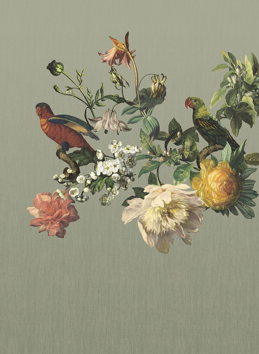 Wandbild Big Birds - Sage Grey