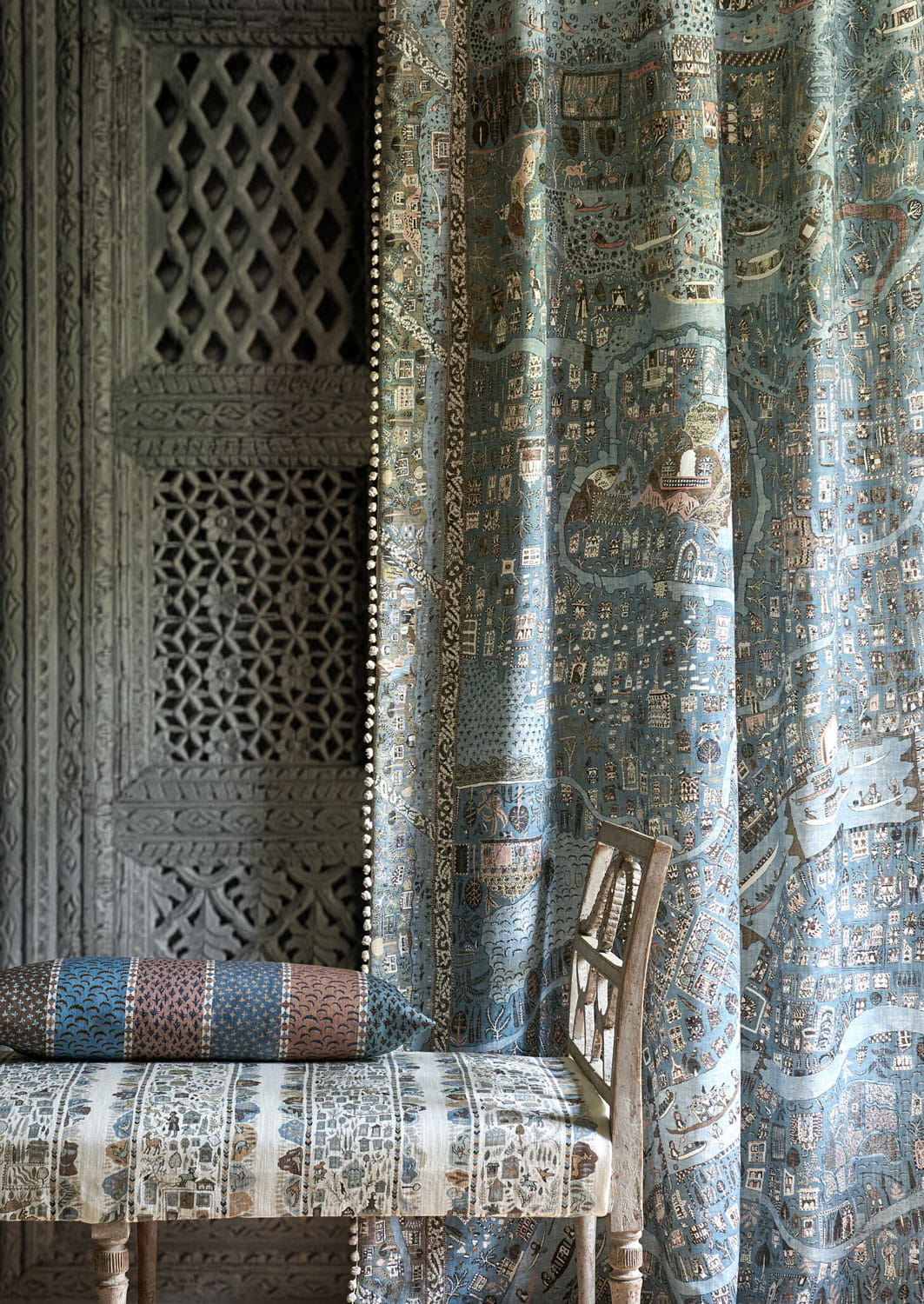 Fabric Asha Stripe - Blue Almond