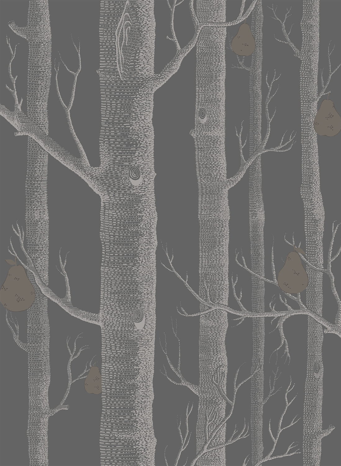 Tapete Woods & Pears - Charcoal/ White/ Gilver