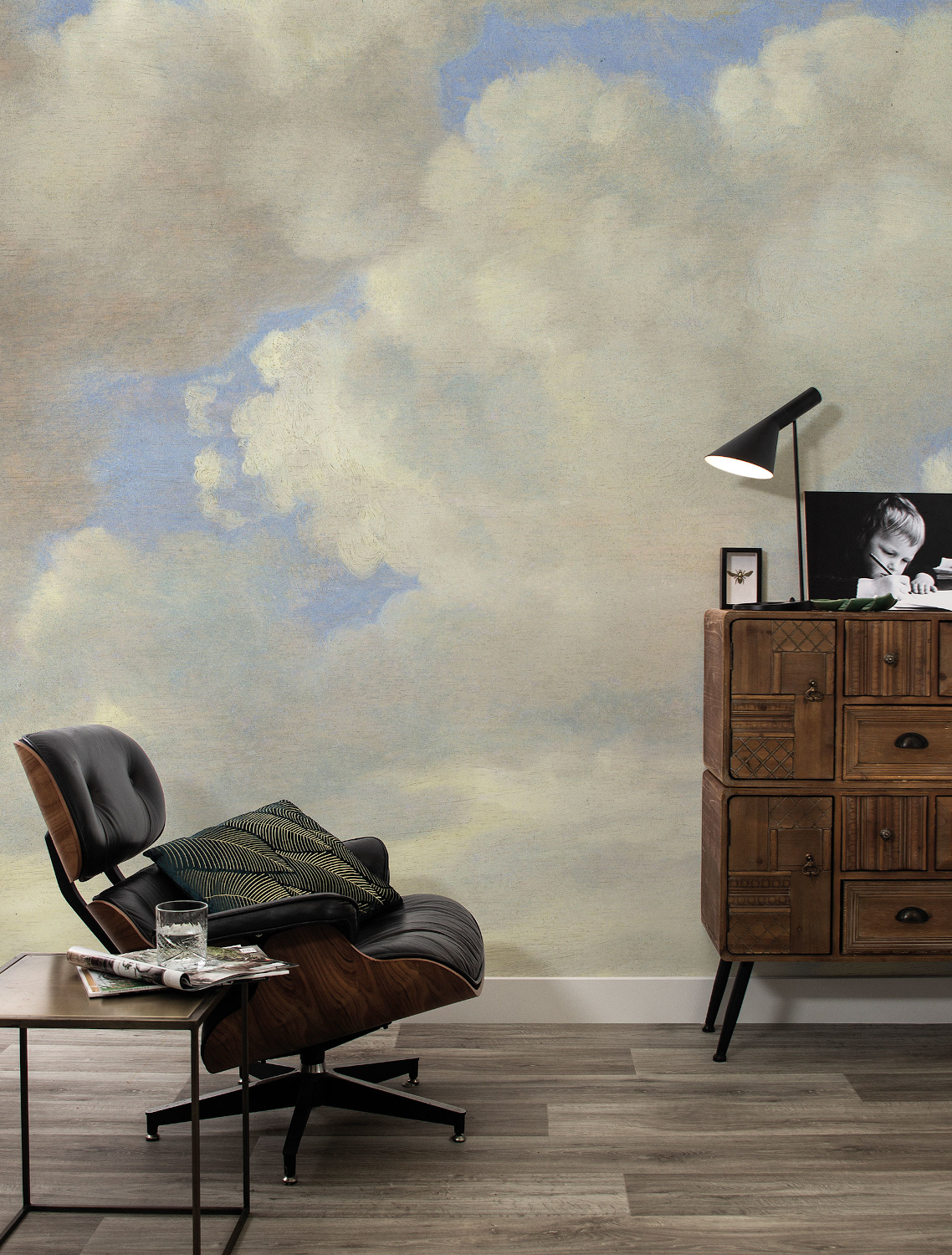 Wandbild Golden Age Clouds 4 - Multicolor - Breite 3.896m