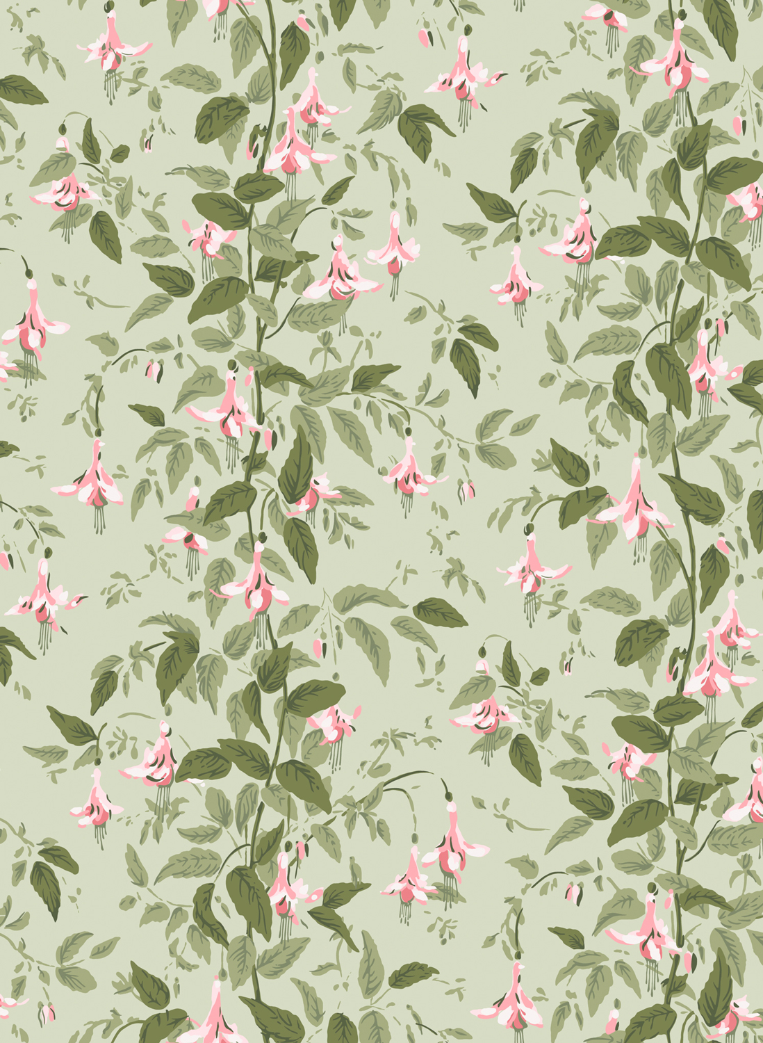 Tapete Fuchsia - Powder Pink and Olive on Soft Spring Green