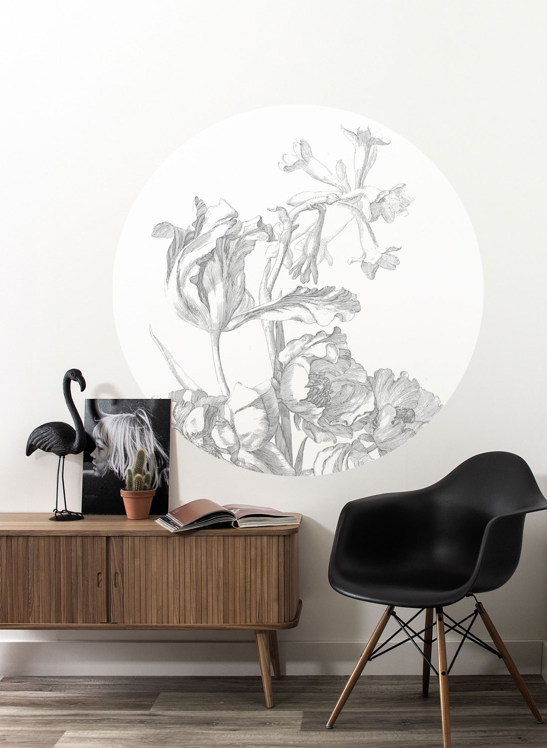 Wandbild Engraved Flowers 4 Circle