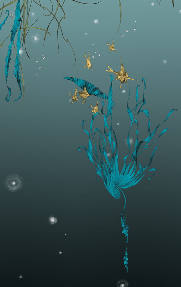 Tapete Nautilus/ Méduses/ Nénuphars - Noir - Nénuphars gauche - Noir