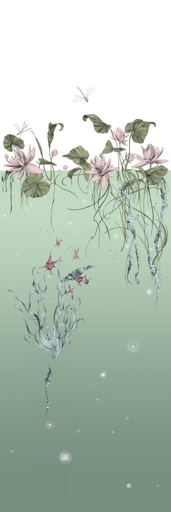 Tapete Nautilus/ Méduses/ Nénuphars - Nénuphars droit - Aqua