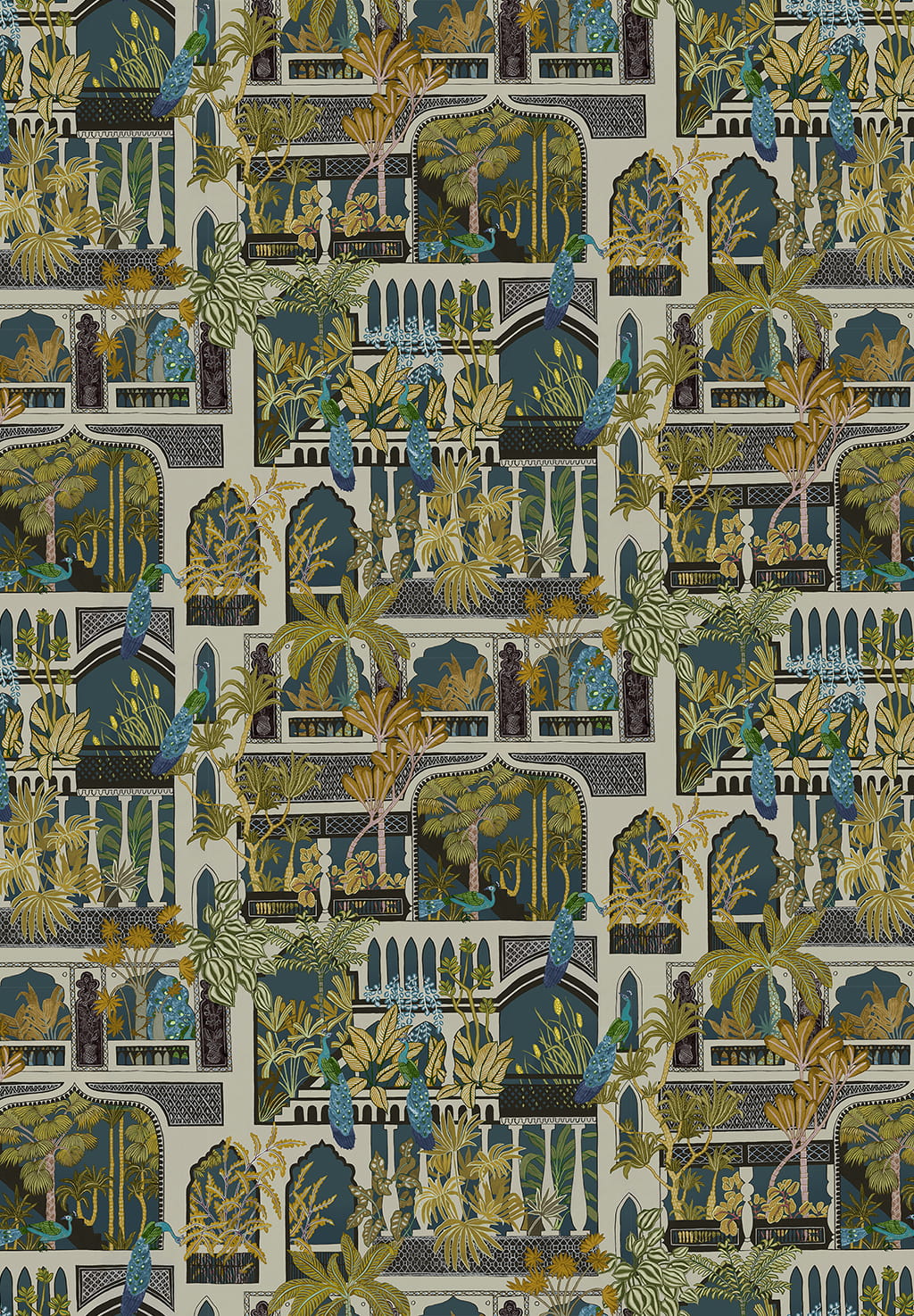 Tapete Peacock Arches - Dark Teal