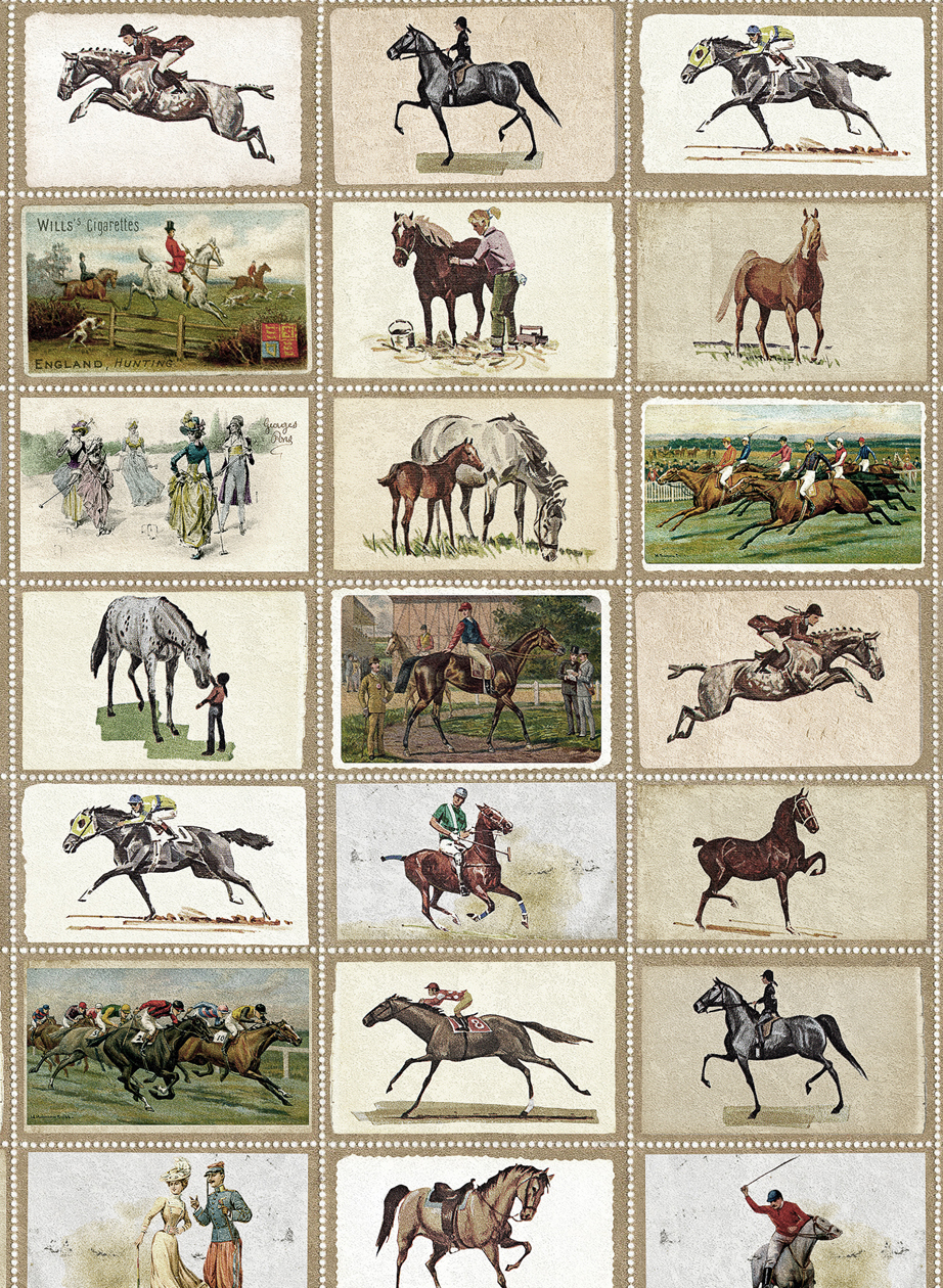 Tapete English Equestrian Stamps - Brown