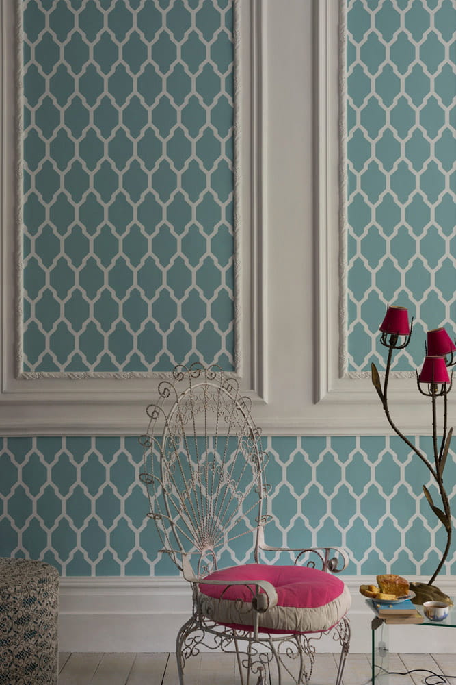 Papier peint Tessella - Blue/ Silver