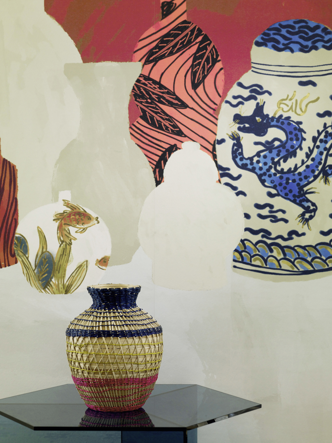Wandbild Tigre et dragon - Multicolor