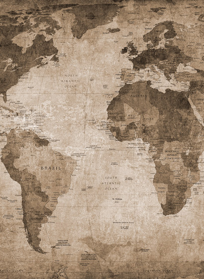 Wandbild World Map - Brown