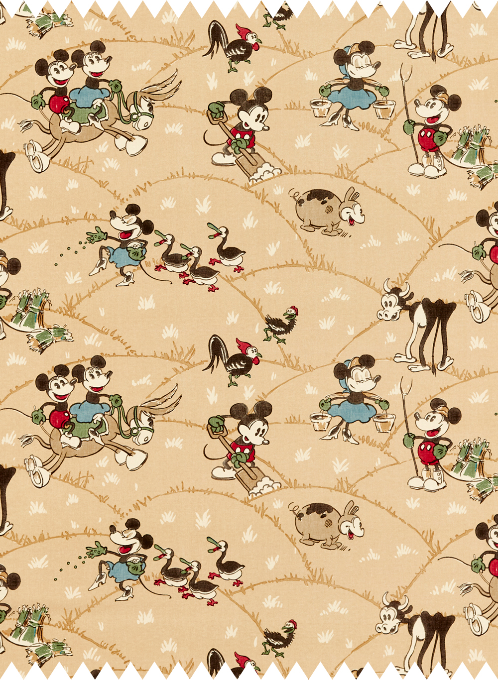 Sanderson Stoff Mickey at the Farm - Butterscotch