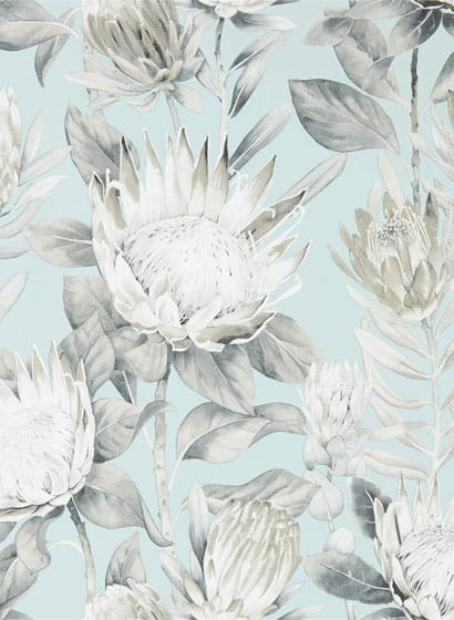 Tapete King Protea - Aqua/ Linen