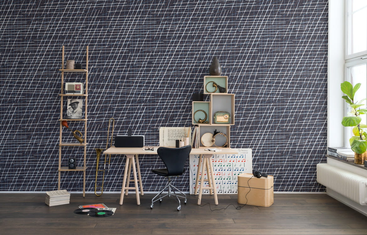 Wandbild Note Sheets - Denim