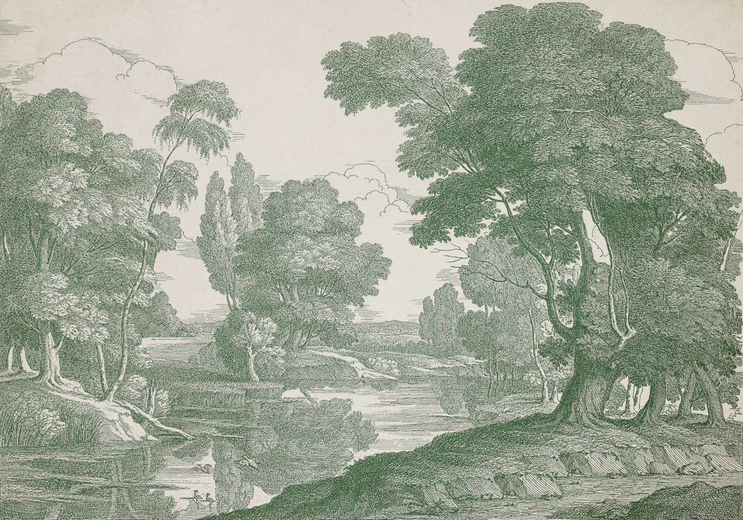 Wandbild Engraving - green
