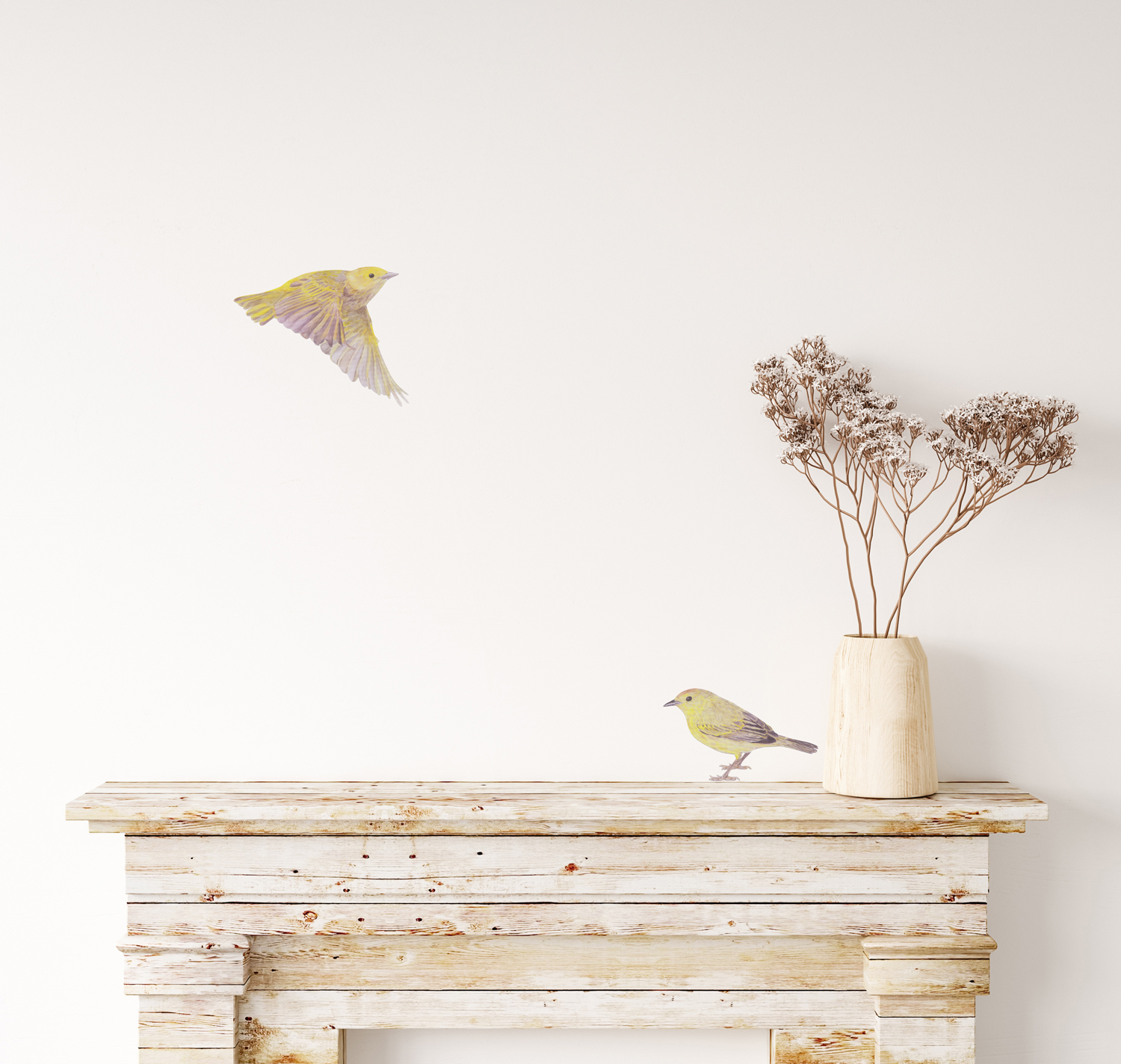 Wandsticker Warbler Bird - Yellow